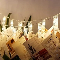 16 Photo Clips LED String Light for Hanging Photos Birthday, Festival, Wedding, Party for Home, Patio, Lawn, Restaurants Home DecorationCards and Artwork Warm White (2 Pin Plug) - Yellow