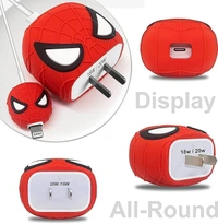 Compatible with iPhone Charger Case Cover | Spiderman Design Silicone Charger Cover for 18-20W 360 Degree Protection Charger Case - Red