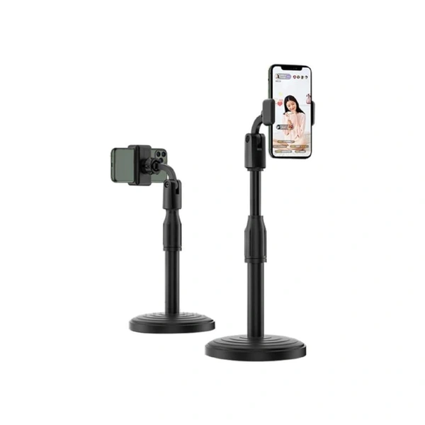 Universal Mobile Stand for Table Desk Online Class with Adjustable Height |360 Flexible Rotation Mobile Holder Stand Compatible with All Smartphone - Black