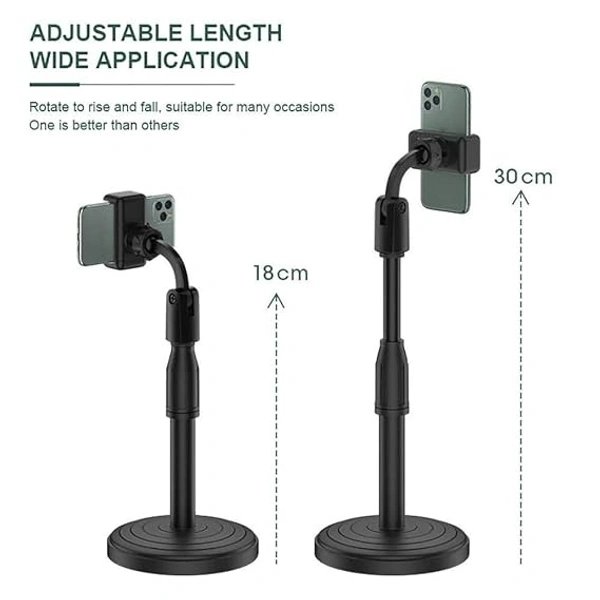 Universal Mobile Stand for Table Desk Online Class with Adjustable Height |360 Flexible Rotation Mobile Holder Stand Compatible with All Smartphone - Black