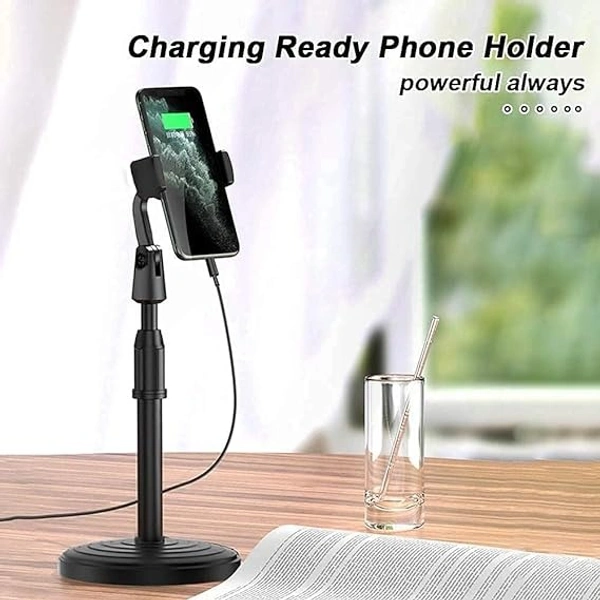 Universal Mobile Stand for Table Desk Online Class with Adjustable Height |360 Flexible Rotation Mobile Holder Stand Compatible with All Smartphone - Black