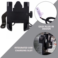  Universal Handlebar Bike Mount Holder Verson 2.0 with USB Charger Metal Body 360 Degree Rotating Mirror Cradle Stand for Bicycle, Motorcycle, Scooty Fits All Smartphones (Silver) - Silver