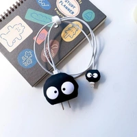 Compatible with iPhone Charger Case Cover | Black Funny Eyes Design Silicone Charger Cover for 18-20W 360 Degree Protection Charger Case - Black