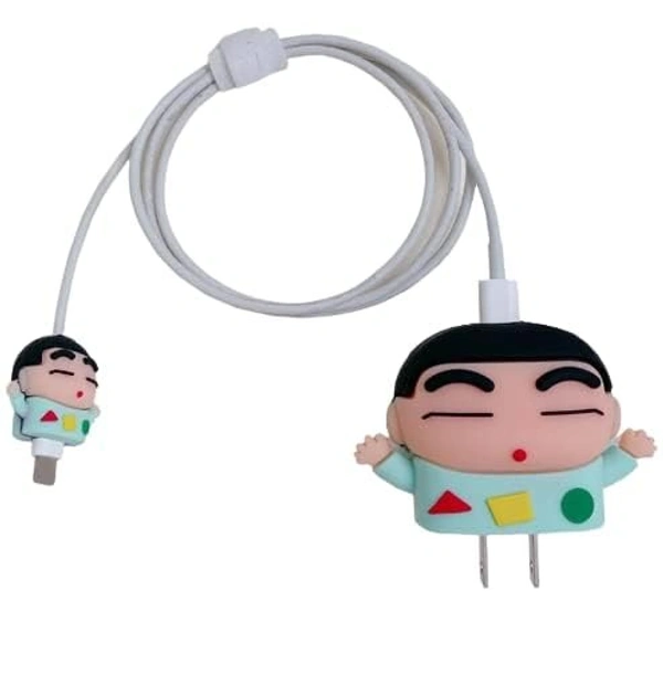 Compatible with iPhone Charger Case Cover | Shinchan Design Silicone Charger Cover for 18-20W 360 Degree Protection Charger Case - Green