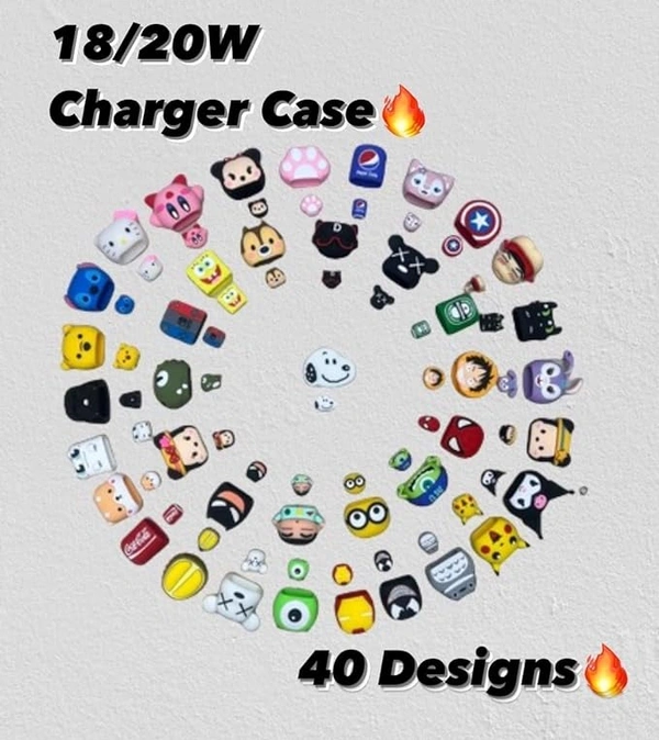 Compatible with iPhone Charger Case Cover | Shinchan Design Silicone Charger Cover for 18-20W 360 Degree Protection Charger Case - Green