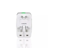 Worldwide Universal Travel Adapter with Build in Dual USB Charger Ports with 125V 6A, 250V Protected Electrical Plug for Laptops, Cameras (White) - White