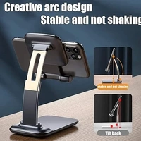  Foldable Tablet Tabletop Mobile Phone Stand Holder-Cell Phone Holder with Adjustable Height & Angle with Anti-Slip Compatible with All Smartphones Tablets Kindle iPad - Black