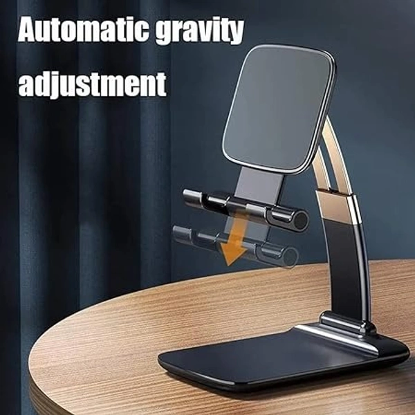  Foldable Tablet Tabletop Mobile Phone Stand Holder-Cell Phone Holder with Adjustable Height & Angle with Anti-Slip Compatible with All Smartphones Tablets Kindle iPad - Black
