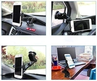 Adjustable Car Phone Holder Universal Long Arm 360 Degree Rotation Mobile Holder for Car- Black - Black