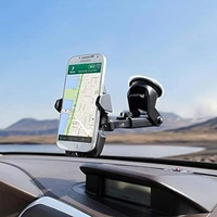 Adjustable Car Phone Holder Universal Long Arm 360 Degree Rotation Mobile Holder for Car- Black - Black