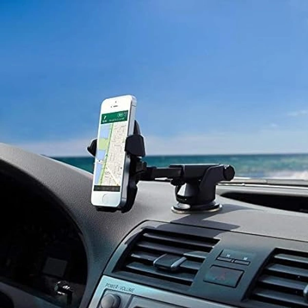 Adjustable Car Phone Holder Universal Long Arm 360 Degree Rotation Mobile Holder for Car- Black - Black