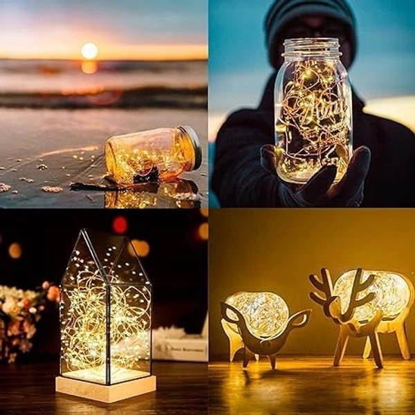 10 Meter 30 LED 3AA Battery Powered Copper String Fairy Lights Waterproof- Warm White (Warm White, Pack of 2) - Yellow