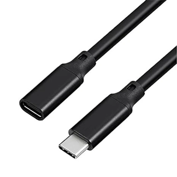 USB Type C Male to Female Extension Cable 2 Meter Fast Charging Extender Cable Type C Male to Type C Female 2M Long Cable Compatible with All Type C Smartphones (Black) (No Data Transfer Only Extension) - Black