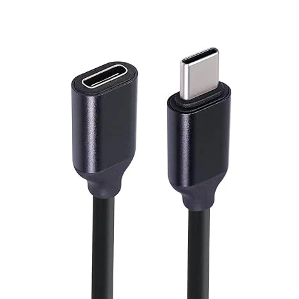 USB Type C Male to Female Extension Cable 2 Meter Fast Charging Extender Cable Type C Male to Type C Female 2M Long Cable Compatible with All Type C Smartphones (Black) (No Data Transfer Only Extension) - Black
