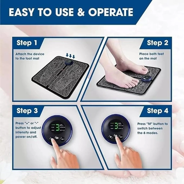  Wireless EMS Mat Foot Massager for Pain Relief Portable Rechargeable leg massager Mat with 8 Modes /19 Level for Foot Massage for Home Office Therapy Machine- Black - Black