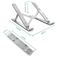 Adjustable Aluminium Laptop Stand | Ergonomic Foldable Portable Desktop Holder | Aluminium Ventilated Cooling Notebook Stand Mount with Heat-Vent - Silver