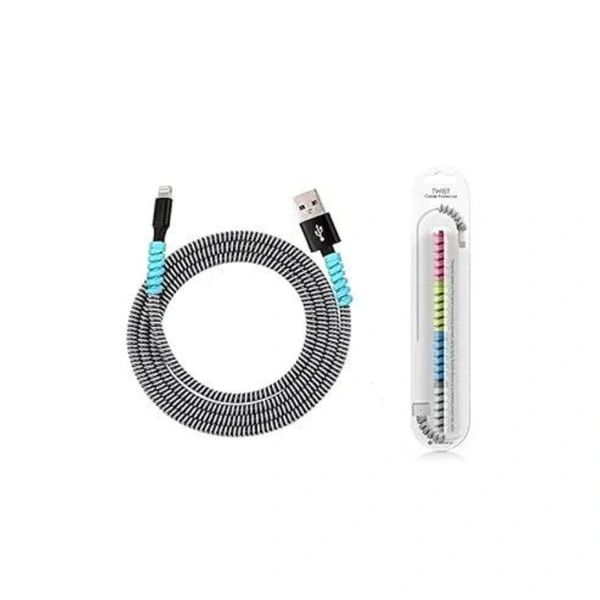 Spiral Charger Cable Protector 1.5 Meter with 4 Pcs Spiral Winder| Cable Protector for Wires Data Cable Charging Cord Earphones