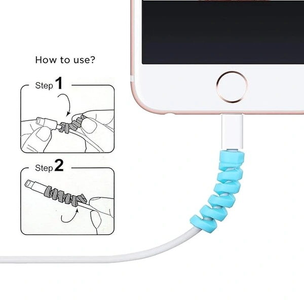 Spiral Charger Cable Protector 1.5 Meter with 4 Pcs Spiral Winder| Cable Protector for Wires Data Cable Charging Cord Earphones