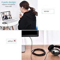  3.5 mm TRRS Male To Female Aux Extension Cable with Microphone Support 4 Pole Golden Plated Stereo Audio Cable Compatible with Earphone Headphone Car- 2 Meter (6.5 Feet) - Black