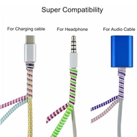 1.5 Meter Charging Cable Protector Winder Compatible with Headphone, Charging Adapter iPhone Android Or Earphone Cable Full Size Cable Cord Charger Protector 150 Cm- Black White - Black White