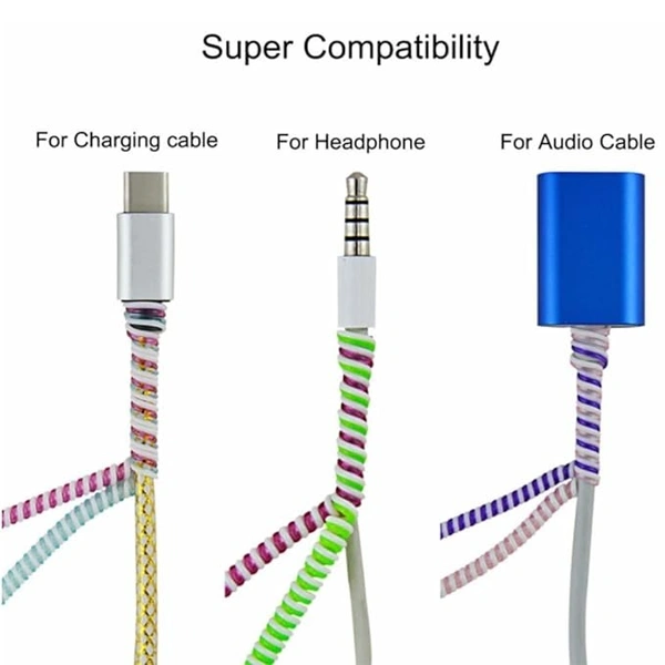 1.5 Meter Charging Cable Protector Winder Compatible with Headphone, Charging Adapter iPhone Android Or Earphone Cable Full Size Cable Cord Charger Protector 150 Cm- Black White - Black White
