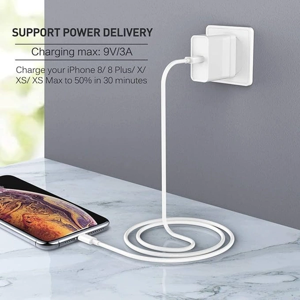 Fast Charging Type C to Lightning Cable & Data Sync USB Cable Compatible with iPhone X/XR/XS MAX/XS/ 11/11 PRO/ 11 PRO MAX/iPads/iPhone 12/Mini/Pro/Pro Max - (White) - White
