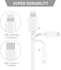Fast Charging Type C to Lightning Cable & Data Sync USB Cable Compatible with iPhone X/XR/XS MAX/XS/ 11/11 PRO/ 11 PRO MAX/iPads/iPhone 12/Mini/Pro/Pro Max - (White) - White