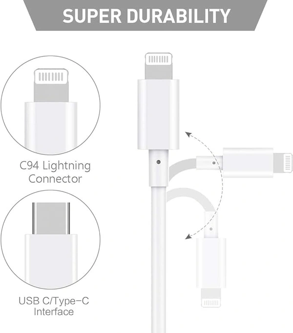Fast Charging Type C to Lightning Cable & Data Sync USB Cable Compatible with iPhone X/XR/XS MAX/XS/ 11/11 PRO/ 11 PRO MAX/iPads/iPhone 12/Mini/Pro/Pro Max - (White) - White