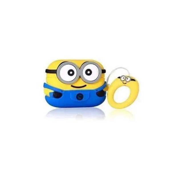  Airpods Pro Protective Silicone Case Cover 3D Design with Anti-Lost Keyring Compatible with Apple AirPods Pro (Minions) - Yellow