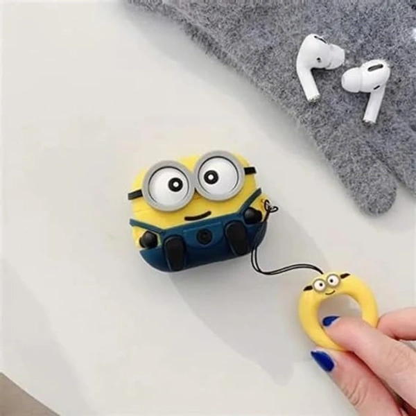  Airpods Pro Protective Silicone Case Cover 3D Design with Anti-Lost Keyring Compatible with Apple AirPods Pro (Minions) - Yellow