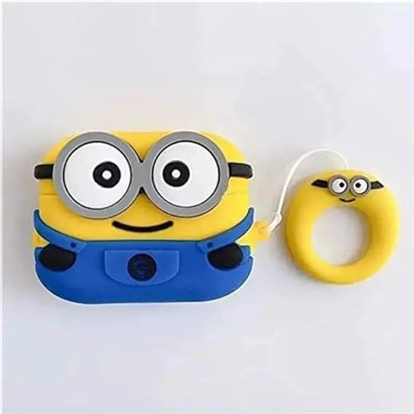  Airpods Pro Protective Silicone Case Cover 3D Design with Anti-Lost Keyring Compatible with Apple AirPods Pro (Minions) - Yellow