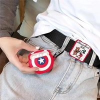  Airpods Pro Protective Silicone Case Cover 3D Design with Anti-Lost Keyring Compatible with Apple AirPods Pro (Captain America) - Red