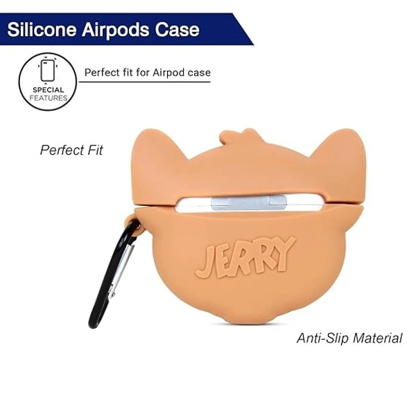  Airpods Pro Protective Silicone Case Cover 3D Design with Anti-Lost Keyring Compatible with Apple AirPods Pro (Jerry) - Brown