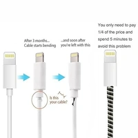  (2 Pcs) Wire Protector Spiral Triple Color 1.5 Meters Full Size Charger Cable Protector Winder Compatible with iPhone & Android Charging Cables (Blue White) - Blue White