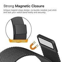 Stainless Steel 20mm Watch Strap with Magnetic Lock Compatible with Samsung Galaxy, Fast-Track, Ptron, Amazfit,Boat, Fire Boltt, Noise, Dizo, Amazfit, Beatxp All 20MM Watch- Black - Black