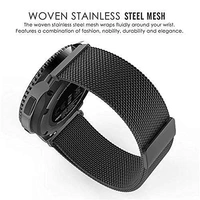Stainless Steel 20mm Watch Strap with Magnetic Lock Compatible with Samsung Galaxy, Fast-Track, Ptron, Amazfit,Boat, Fire Boltt, Noise, Dizo, Amazfit, Beatxp All 20MM Watch- Black - Black