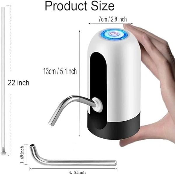 Automatic Wireless Water Dispenser for 20 Litre Bottle Can Water Pump Ideal for Home, Office Indoor Outdoor- Black White - White Black