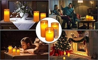  Flameless LED Candles with Golden Acrylic Glass, Remote Control and Timer - AA Battery-Powered for Home, Festival and Wedding Decor (Set of 3-3" D x 4", 5", 6" H) - Gold