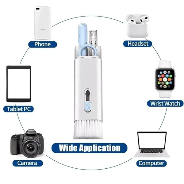 7 in 1 Keyboard Cleaner/Airpods Cleaning Kit/Laptop Cleaning Brush/Computer Cleaning Kit Gadget Comes with Key-Cap Puller Spray Bottle Earbuds Cleaner - White