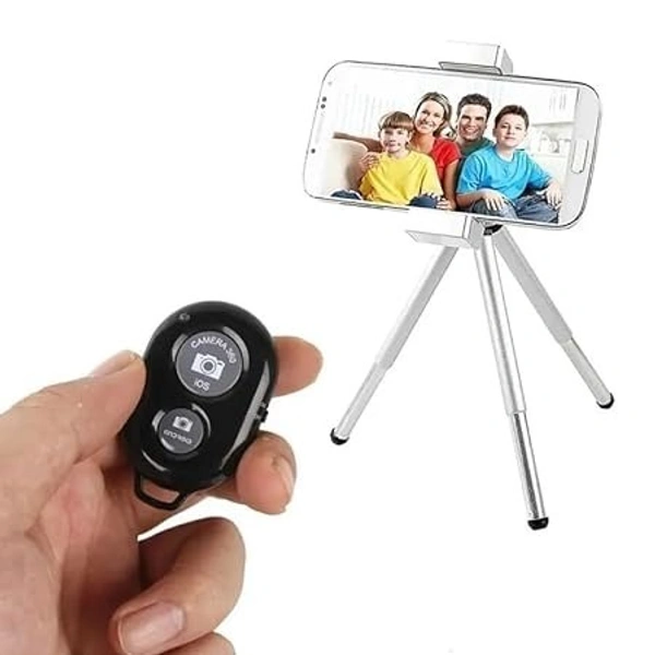 Bluetooth Shutter Remote Control Wireless Technology for Selfie Stick for Creating Videos and Photos 2 Click Button Compatible with iOS and Android Smart Phone Tablet - Black - Black