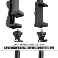 360° Mobile Holder for Tripod with Adjustable Phone Clamp Tripod Mount Adapter for All Smarphones, Tripods with Dual Mounting Options- Black - Black