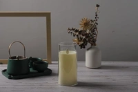 Flameless LED Candles AA Battery Powered White Acrylic Glass Candle with Remote Control Timer and Modes Ideal for Home Decor Festival Romantic Dinner (3" D x 6" H)- - White