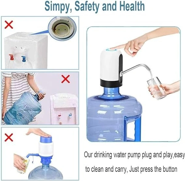 Automatic Wireless Water Dispenser for 20 Litre Bottle Can Water Pump Ideal for Home, Office Indoor Outdoor- Black White - White Black