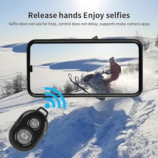 Bluetooth Shutter Remote Control Wireless Technology for Selfie Stick for Creating Videos and Photos 2 Click Button Compatible with iOS and Android Smart Phone Tablet - Black - Black