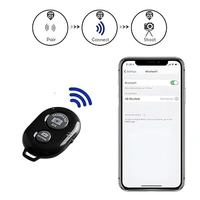 Bluetooth Shutter Remote Control Wireless Technology for Selfie Stick for Creating Videos and Photos 2 Click Button Compatible with iOS and Android Smart Phone Tablet - Black - Black
