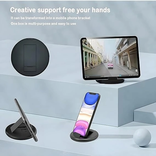 All in One 60W Travel Accessories Cable Set Type C to Type C Cable, Type C to Lightning OTG, Type-C to Micro USB OTG, Type C to USB, Sim Ejector Pin with Inbuilt Mobile Stand-Black - Black