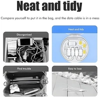 All in One 60W Travel Accessories Cable Set Type C to Type C Cable, Type C to Lightning OTG, Type-C to Micro USB OTG, Type C to USB, Sim Ejector Pin with Inbuilt Mobile Stand-Black - Black
