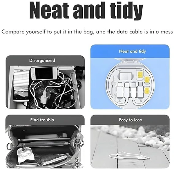 All in One 60W Travel Accessories Cable Set Type C to Type C Cable, Type C to Lightning OTG, Type-C to Micro USB OTG, Type C to USB, Sim Ejector Pin with Inbuilt Mobile Stand-Black - Black