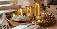 Flameless Led Glass Electric Candle With Aa Battery Powered Real Wax Candle Light Comes In Moving Flame Effect With Timer Remote (Pack of 1 + Remote) - Gold