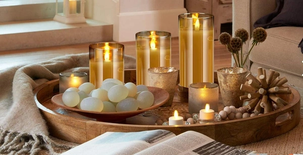 Flameless Led Glass Electric Candle With Aa Battery Powered Real Wax Candle Light Comes In Moving Flame Effect With Timer Remote (Pack of 1 + Remote) - Gold